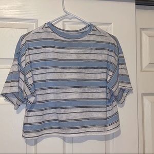Blue and white stripped crop top ( loose )